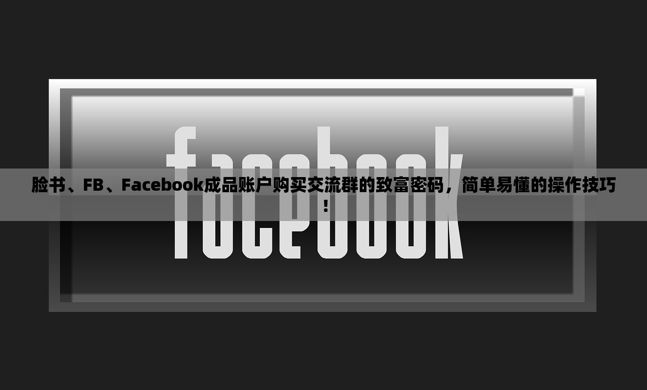 脸书、FB、Facebook成品账户购买交流群的致富密码,简单易懂的操作技巧!