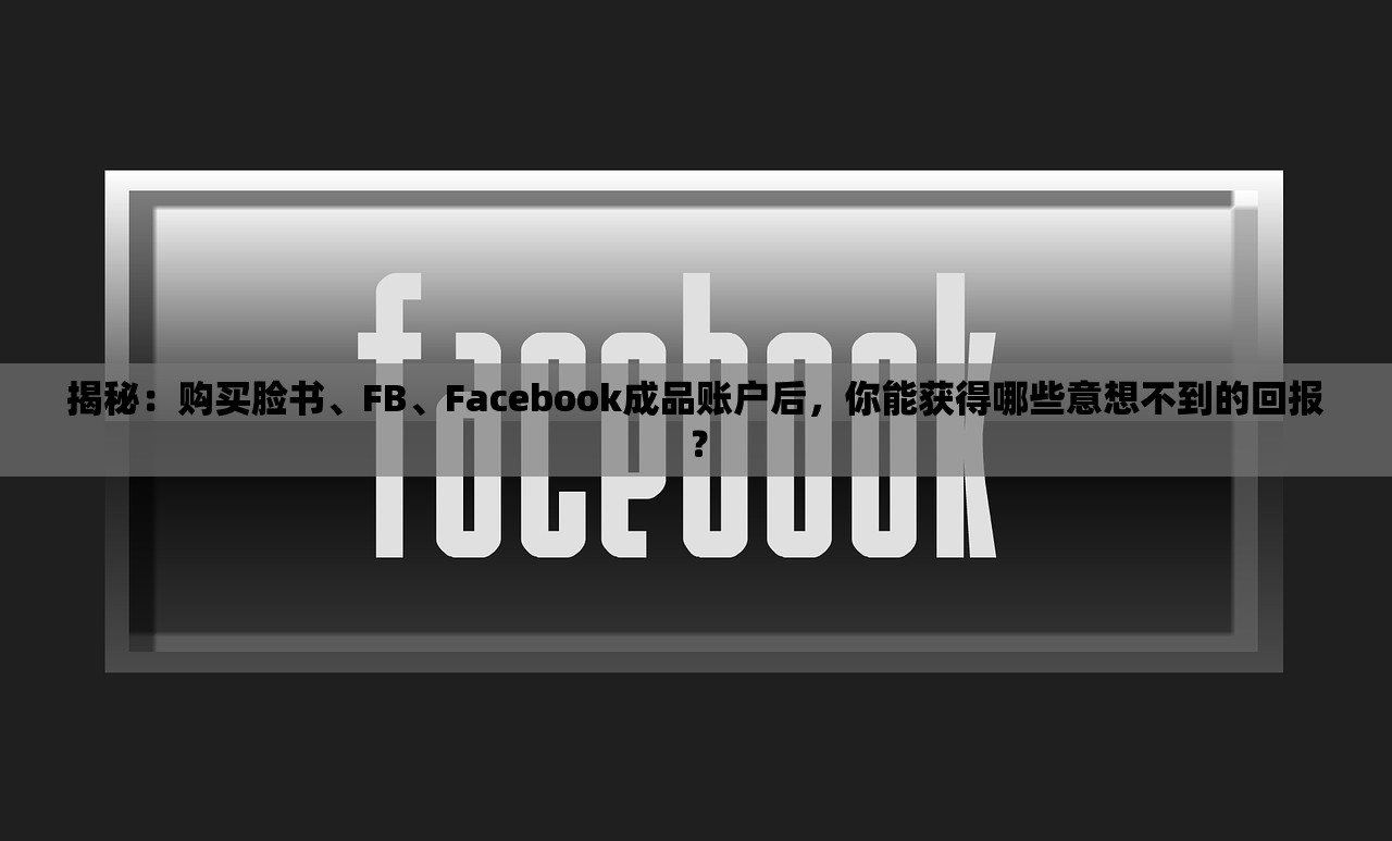 揭秘:购买脸书、FB、Facebook成品账户后,你能获得哪些意想不到的回报?